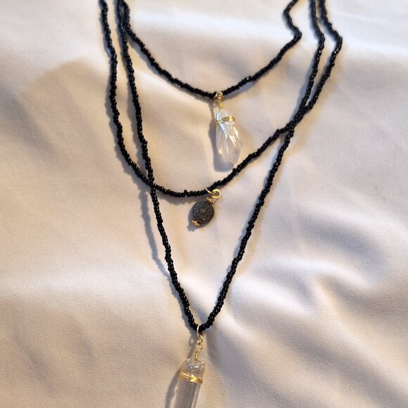 Artisan Handmade 3 Strand Aura Quartz Beaded Necklace - Picture 7 of 7